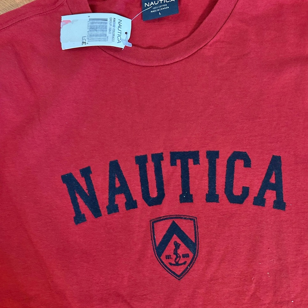 Vintage Red Short Sleeve T Shirt Nautica men L New With Tags